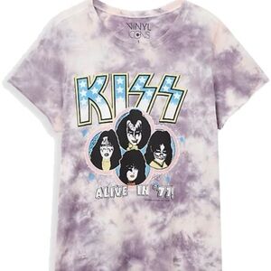 NWT Torrid Plus Size 00 Vinyl Icons Purple Tie-Dye KISS Women's Tee Gene Simmons